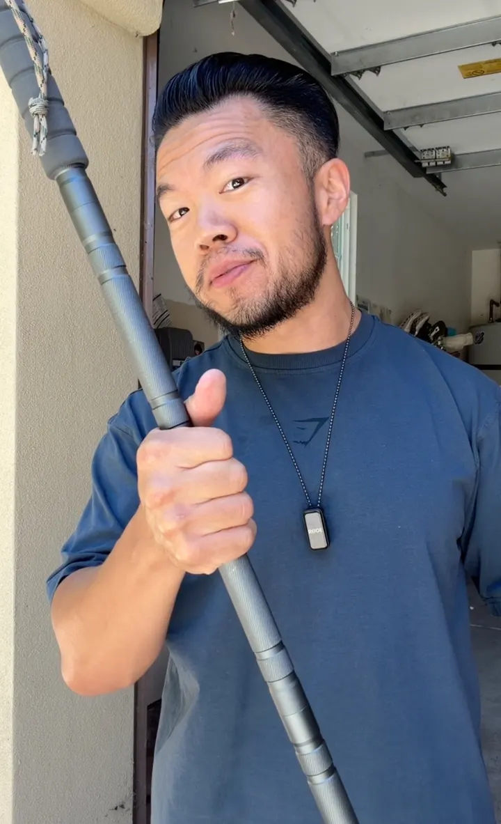 Gavin demonstrating a tactical hiking stick